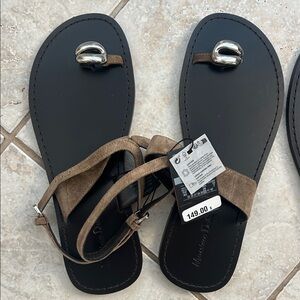 Massimo Dutti Black and Brown Sandals